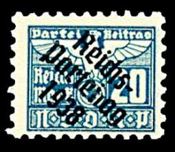 Nazi Party Dues  "NSDAP" 1938  20 RM, 1938 Party Congress